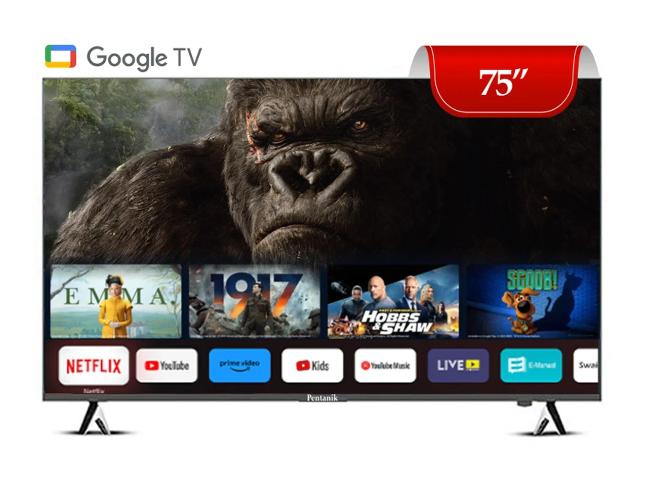 Pentanik 75 Inch Google 4K Voice Control TV
